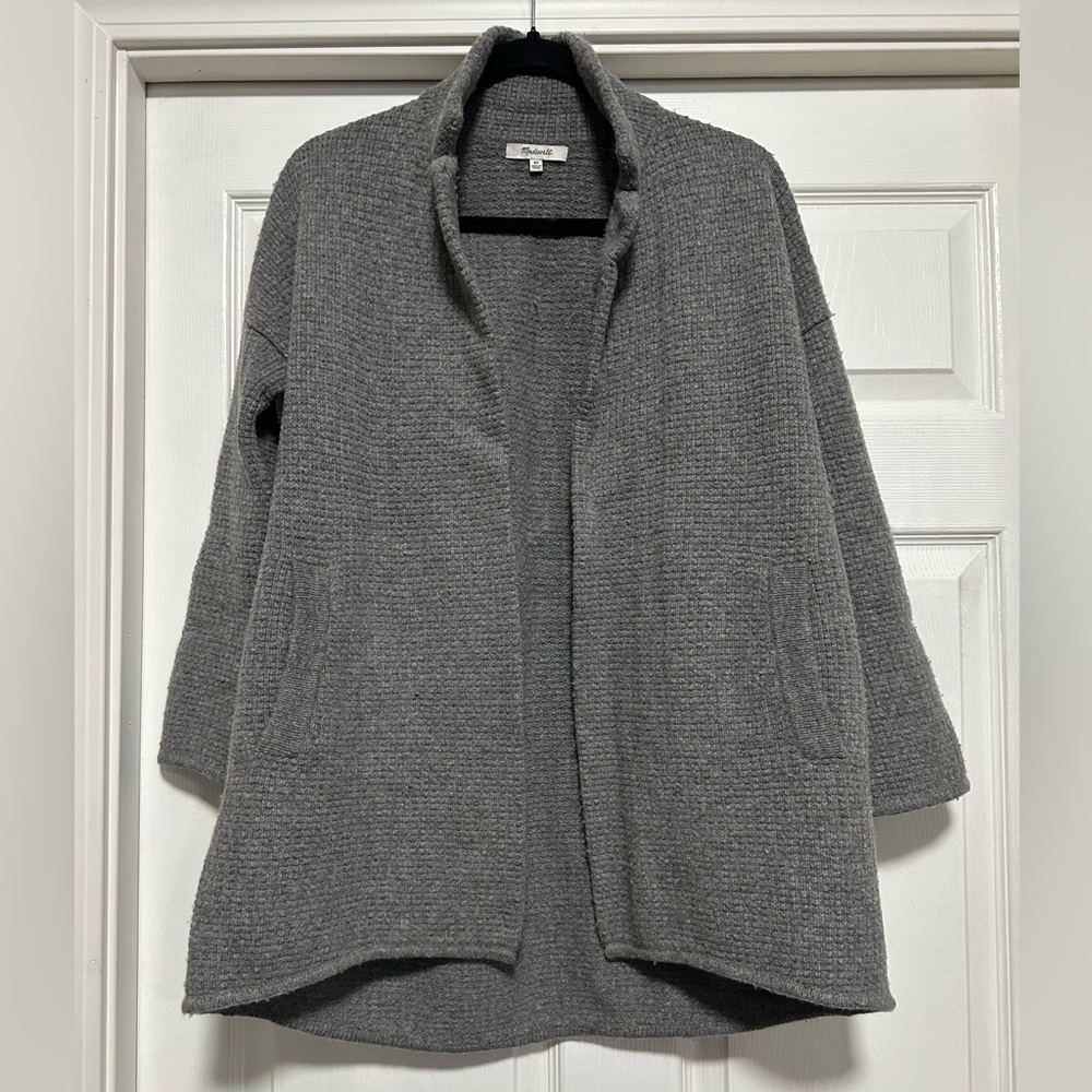 Madewell Gray Merino Wool Long Sleeve Open Sweater Jacket Women's Size XS
